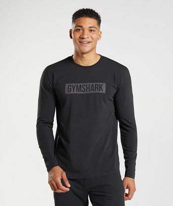 Long Sleeve Męskie Gymshark Block Czarne | PL 3637AHK